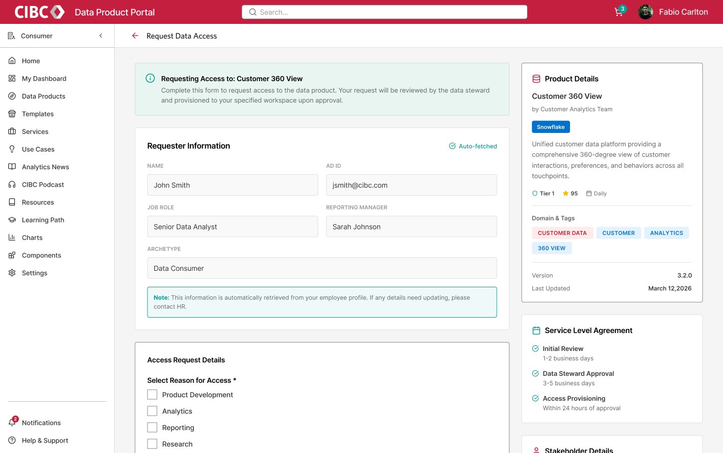 A request form that fills itself in